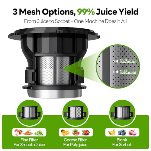 ECOSELF 3-in-1 Cold Press Juicer Machines, 6.0 Feed Chute, 100oz Capacity